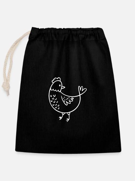 Huhn Skizze - Verschließbarer Geschenkbeutel aus Baumwolle (25x30cm) - Schwarz