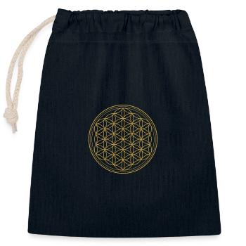 Goldene Blume des Lebens - Heilige Geometrie - Verschließbarer Geschenkbeutel aus Baumwolle (25x30cm) - Navy - Vorne