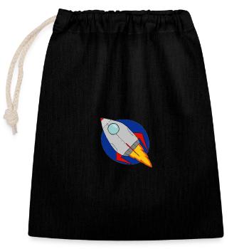 Rocket - Closable cotton gift bag (25x30cm) - black - Front