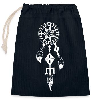 Folklore Graphique international traditionnel - Sac cadeau en coton avec cordon (25 x 30 cm) - bleu marine - Devant