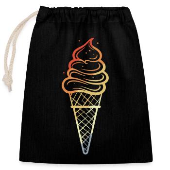 Eiswaffel Skizze Retro Style - Verschließbarer Geschenkbeutel aus Baumwolle (25x30cm) - Schwarz - Vorne