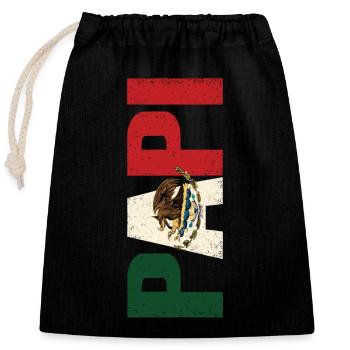 Mexique Pride Flag Eagle Look Vintage - Sac cadeau en coton avec cordon (25 x 30 cm) - noir - Devant