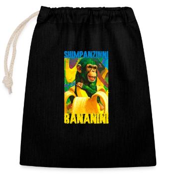 shimpanzinni bananini,shimpanse,banana,graffiti - Closable cotton gift bag (25x30cm) - black - Front