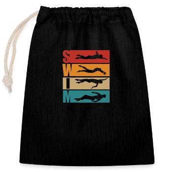 Schwimmer Wassersport - Verschließbarer Geschenkbeutel aus Baumwolle (25x30cm) - Schwarz - Vorne
