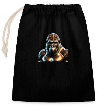 Le gorille de bronze - Sac cadeau en coton avec cordon (25 x 30 cm) - noir - Devant
