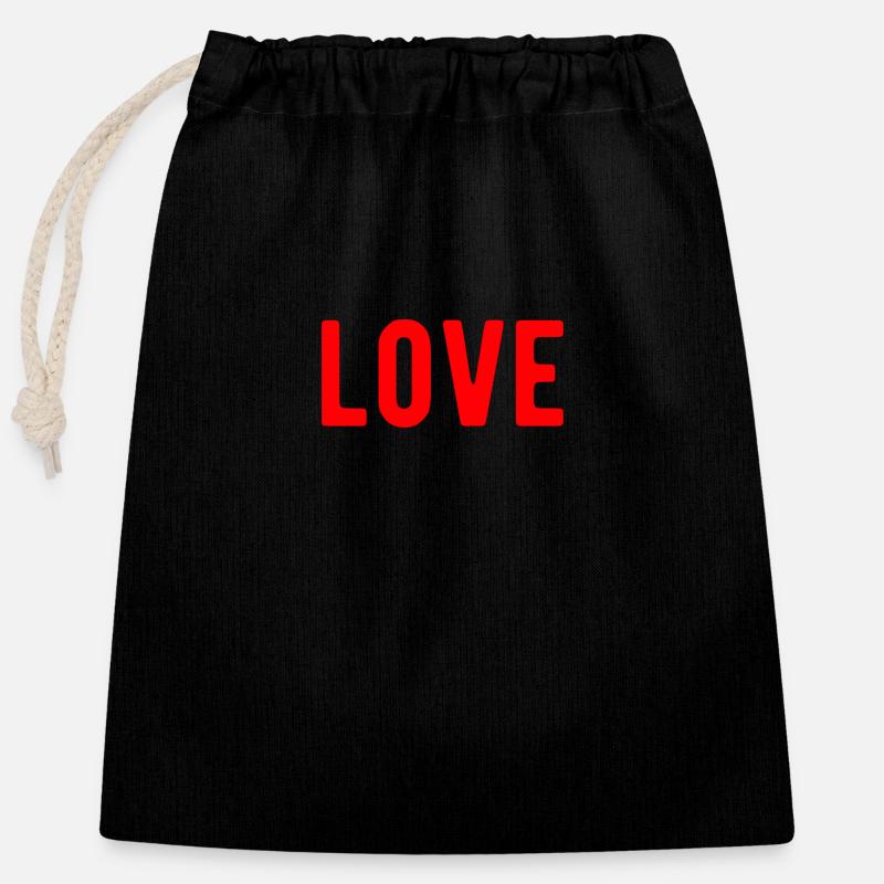 Amour Chers amis Amitié - Sac cadeau en coton avec cordon (25 x 30 cm) - noir