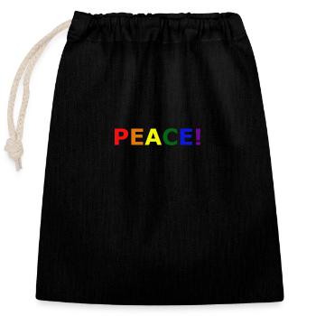 PEACE bunt - Verschließbarer Geschenkbeutel aus Baumwolle (25x30cm) - Schwarz - Vorne