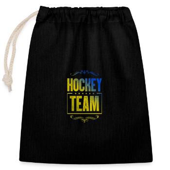 Équipe de hockey - Sac cadeau en coton avec cordon (25 x 30 cm) - noir - Devant