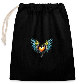 Heart Wings - Closable cotton gift bag (25x30cm) - black - Front