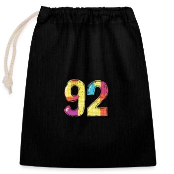 92 Number Comic - Closable cotton gift bag (25x30cm) - black - Front