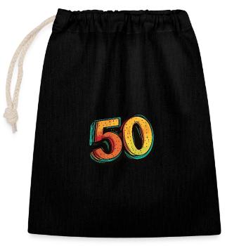 Bande dessinée à 50 numéros - Sac cadeau en coton avec cordon (25 x 30 cm) - noir - Devant