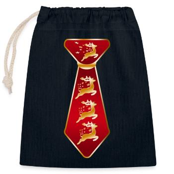 Reindeer Silhouette Festive Tie - Closable cotton gift bag (25x30cm) - navy - Front