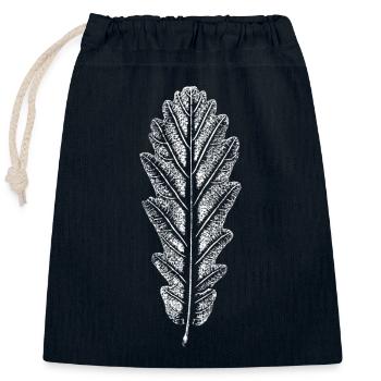 Oak Leaf / Leaves Imprint: - Closable cotton gift bag (25x30cm) - navy - Front