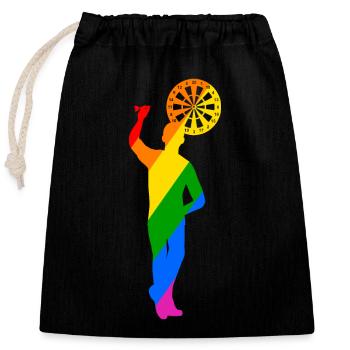 joueur de fléchettes coloré lançant avec la gauche - Sac cadeau en coton avec cordon (25 x 30 cm) - noir - Devant