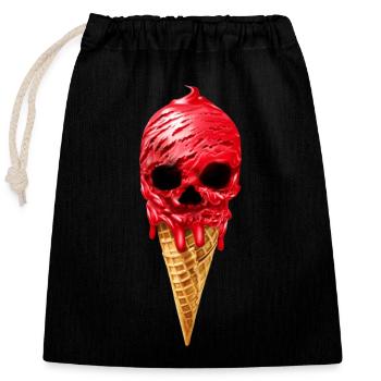 Skull Skull Dessert Eiswaffel - Verschließbarer Geschenkbeutel aus Baumwolle (25x30cm) - Schwarz - Vorne