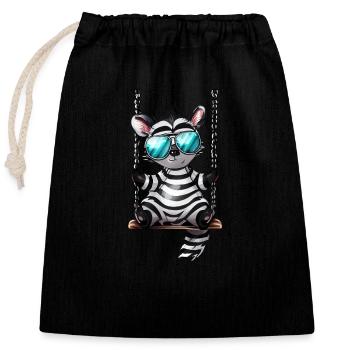 Süßes Zebra auf der Schaukel Coole Sonnenbrille - Verschließbarer Geschenkbeutel aus Baumwolle (25x30cm) - Schwarz - Vorne