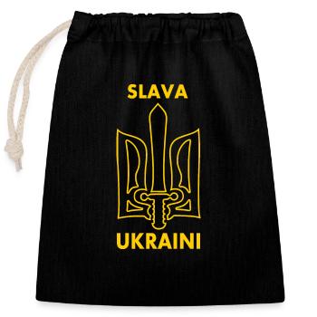 Slava ukraini - Sac cadeau en coton avec cordon (25 x 30 cm) - noir - Devant