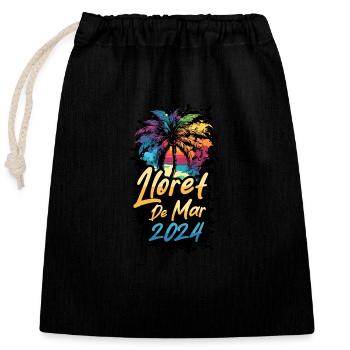 Lloret De Mar 2024 Palmiers Multicolores - Sac cadeau en coton avec cordon (25 x 30 cm) - noir - Devant