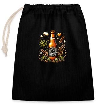 Brassé avec bonheur - Sac cadeau en coton avec cordon (25 x 30 cm) - noir - Devant