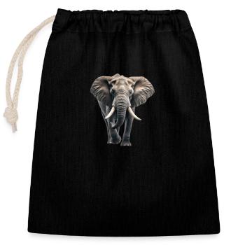 Afrikanischer Elefant - Verschließbarer Geschenkbeutel aus Baumwolle (25x30cm) - Schwarz - Vorne
