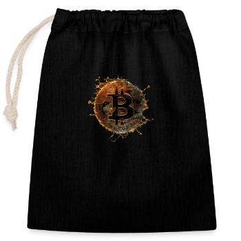 Bitcoin Coin Gold - Sac cadeau en coton avec cordon (25 x 30 cm) - noir - Devant