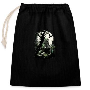 Druid elf - Closable cotton gift bag (25x30cm) - black - Front