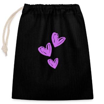 Coeurs Icône Violet - Sac cadeau en coton avec cordon (25 x 30 cm) - noir - Devant