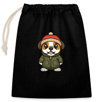 Chien Saint-Bernard Élégant - Sac cadeau en coton avec cordon (25 x 30 cm) - noir - Devant