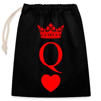 Matching Couple - Queen of Hearts - Closable cotton gift bag (25x30cm) - black - Front