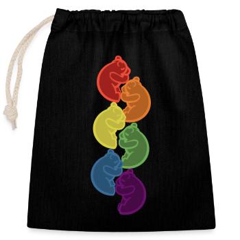Schlafende Regebogen Bären Lgbt Geschenkidee - Verschließbarer Geschenkbeutel aus Baumwolle (25x30cm) - Schwarz - Vorne