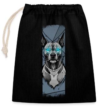 Steel Resolve: Pitbull's Azure Vigil - Closable cotton gift bag (25x30cm) - black - Front