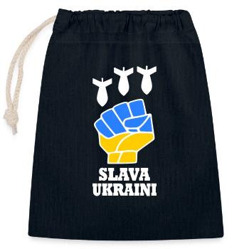 Slava ukraini - Closable cotton gift bag (25x30cm) - navy - Front