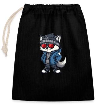Wolf Winter - Closable cotton gift bag (25x30cm) - black - Front