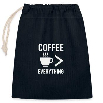 Coffee is everything - Closable cotton gift bag (25x30cm) - navy - Front