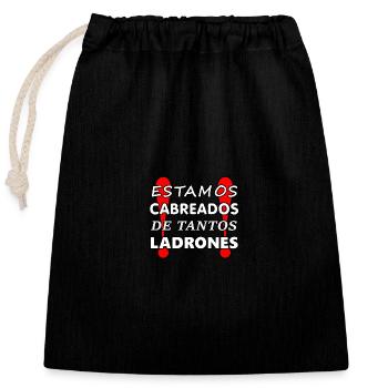 We are at so many thieves 2 - Closable cotton gift bag (25x30cm) - black - Front