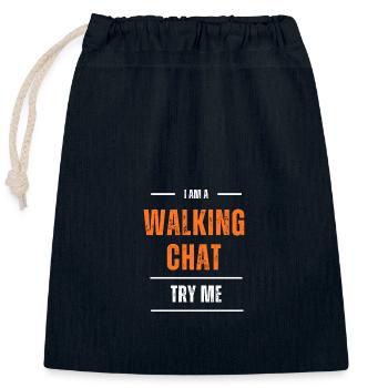 Walking chat - Closable cotton gift bag (25x30cm) - navy - Front