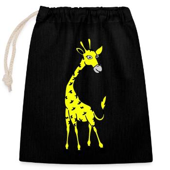 Giraffe 02 - Closable cotton gift bag (25x30cm) - black - Front
