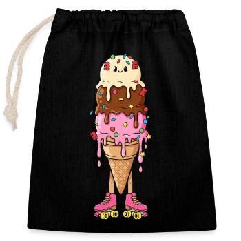 Kawaii Eis Rollschuhe Retro - Verschließbarer Geschenkbeutel aus Baumwolle (25x30cm) - Schwarz - Vorne