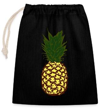 Vacances du festival d’été de l’ananas - Sac cadeau en coton avec cordon (25 x 30 cm) - noir - Devant