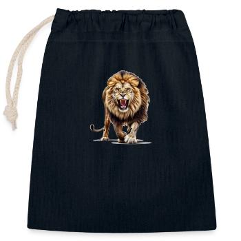 realistischer Löwe - Verschließbarer Geschenkbeutel aus Baumwolle (25x30cm) - Navy - Vorne