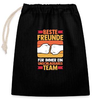 Meilleurs ami - Sac cadeau en coton avec cordon (25 x 30 cm) - noir - Devant
