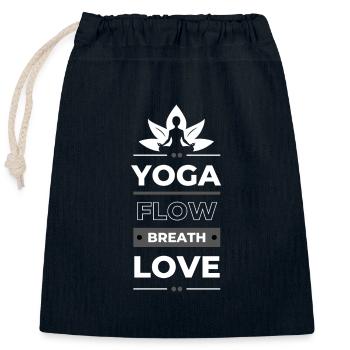 Yoga Flow Breath Love - Verschließbarer Geschenkbeutel aus Baumwolle (25x30cm) - Navy - Vorne