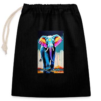 Elephant | Wild Animal | Africa | Children's motifs - Closable cotton gift bag (25x30cm) - black - Front