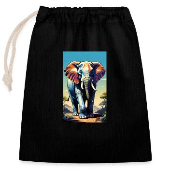 Elephant | Wild Animal | Africa | Children's motifs - Closable cotton gift bag (25x30cm) - black - Front