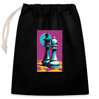 Chess | Chess piece | Chess player - Closable cotton gift bag (25x30cm) - black - Front