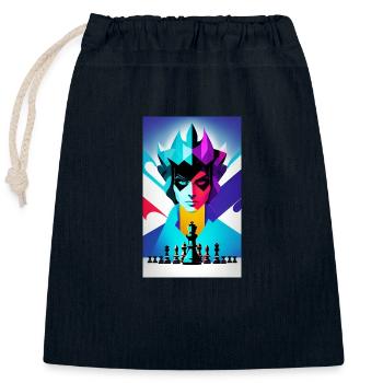 Chess | Chess piece | Chess player - Closable cotton gift bag (25x30cm) - navy - Front