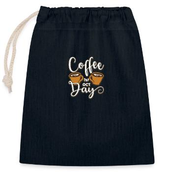 Coffee day - Closable cotton gift bag (25x30cm) - navy - Front