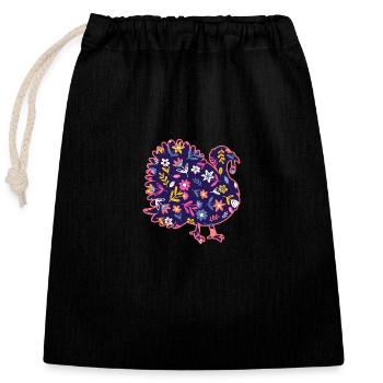 Poulets Coq Dinde - Sac cadeau en coton avec cordon (25 x 30 cm) - noir - Devant