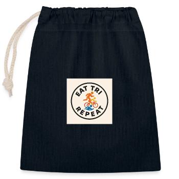 MANGER TRI RÉPÉTER - Sac cadeau en coton avec cordon (25 x 30 cm) - bleu marine - Devant