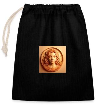 Circular Foliage Portrait - Closable cotton gift bag (25x30cm) - black - Front